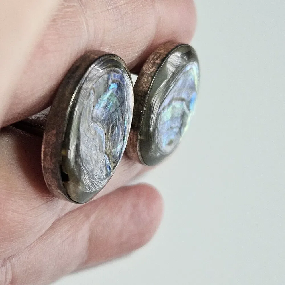 Mexico Alpaca Sterling Silver Colorful Abalone Cufflinks